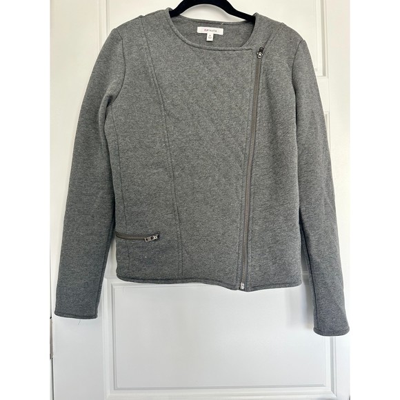 Athleta Gray Heather Belvedere Moto Jacket Size Medium - Picture 2 of 5